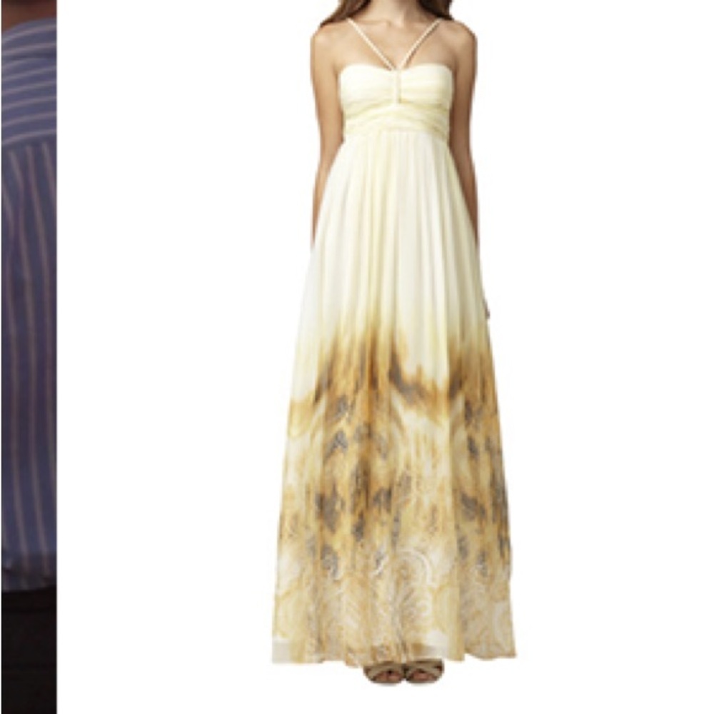Aidan Mattox (Nordstrom) women’s silk maxi dress sz 2 yellow cream